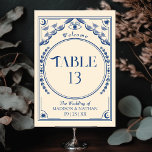 Vintage Blue Elegant Mystical Tarot Bröllop Bordsnummer<br><div class="desc">Elegant och modern bröllop-design inspirerad av ett färdkort. Objekt skrivs ut exakt som de visas på skärm när du lägger till i kundvagnen,  så att du anpassar och lägger till varje bordsnummer som du behöver och lägger till i kundvagnen individuellt.</div>