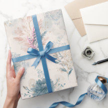 Vintage Blue Floral Wrapping Paper