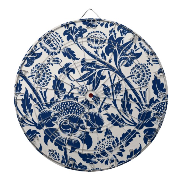 Vintage Blue Flower Mönster Darttavla (Framsidan)