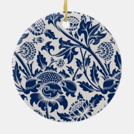 Vintage Blue Flower Mönster Julgransprydnad Keramik