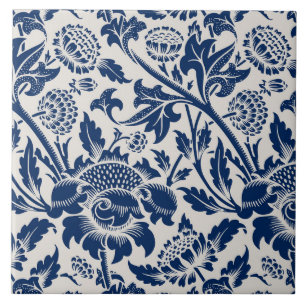 Vintage Blue Flower Mönster Kakelplatta