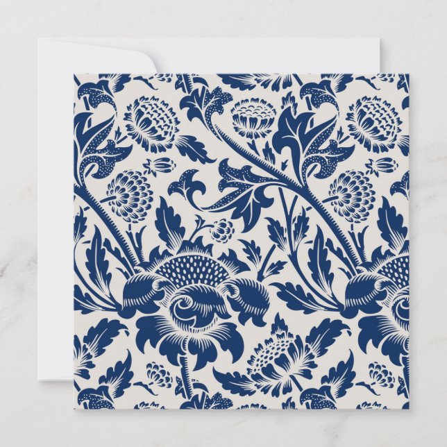 Vintage Blue Flower Mönster Kort (Framsida)