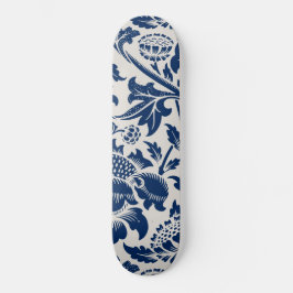 Vintage Blue Flower Mönster Mini Skateboard Bräda 18,5 Cm