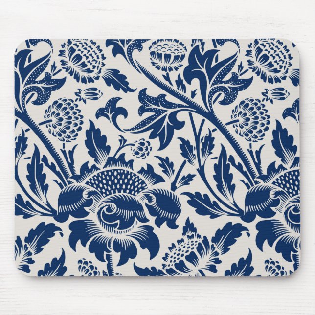 Vintage Blue Flower Mönster Musmatta (Framsidan)