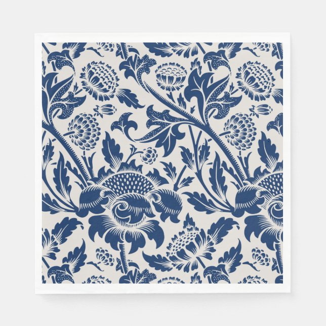 Vintage Blue Flower Mönster Pappersservett (Framsidan)