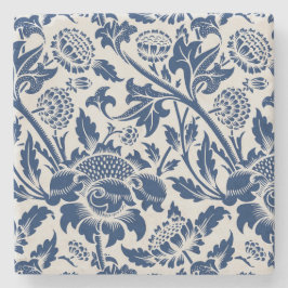 Vintage Blue Flower Mönster Stenunderlägg