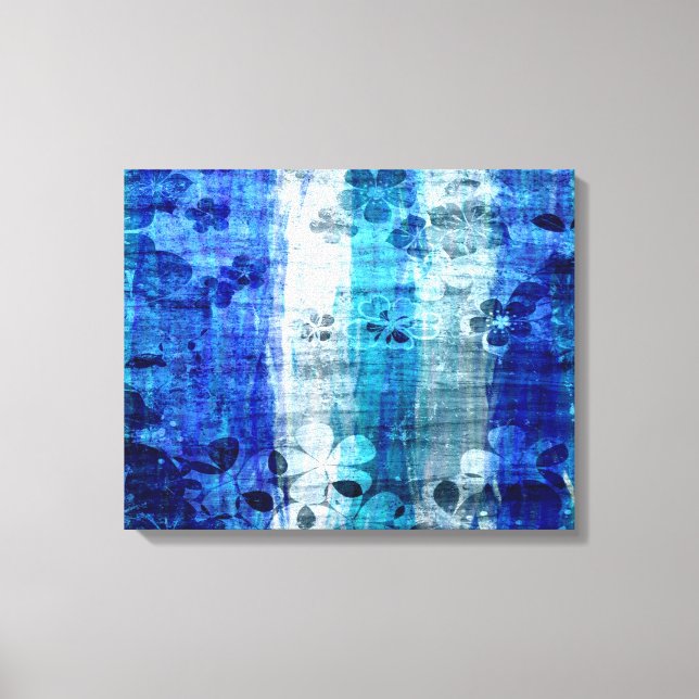 Vintage Blue Flower Wood Art Canvastryck (Framsida)
