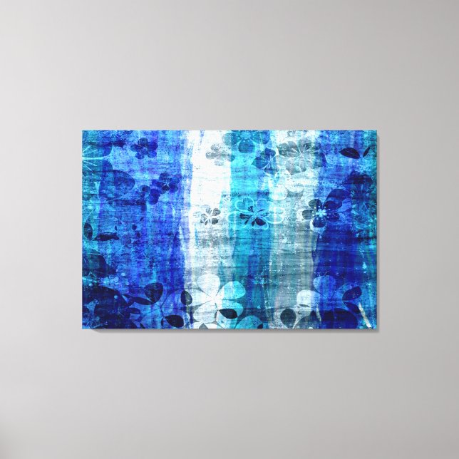 Vintage Blue Flower Wood Art Canvastryck (Framsida)