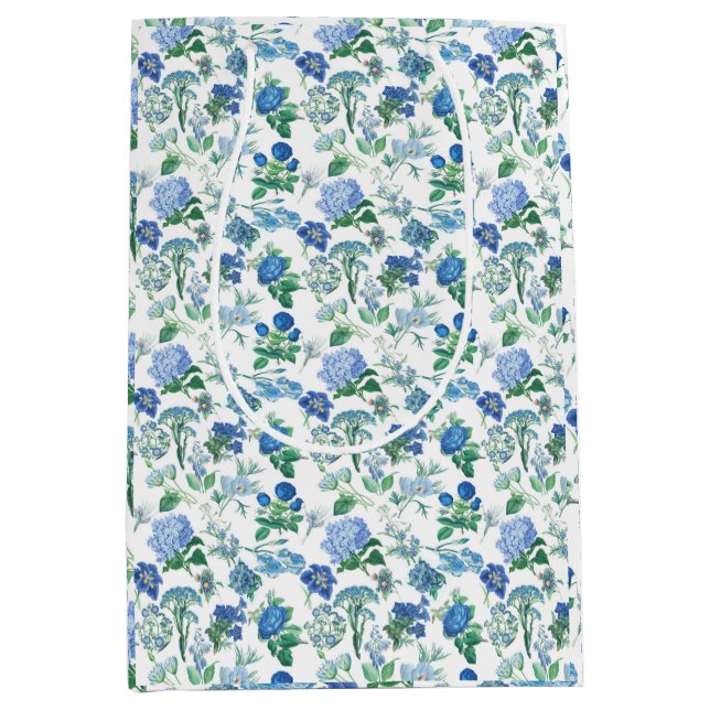 Vintage Blue Flowers Gift Bag (Framsidan)