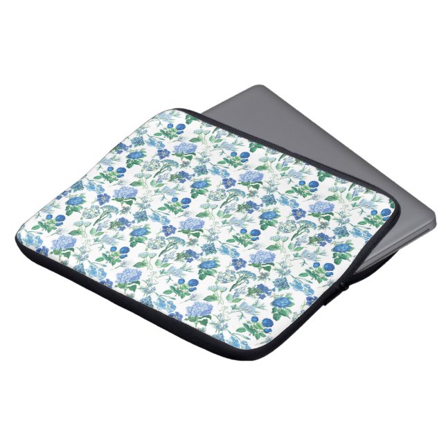 Vintage Blue Flowers Notebook Laptop Fodral (Framsida topp)