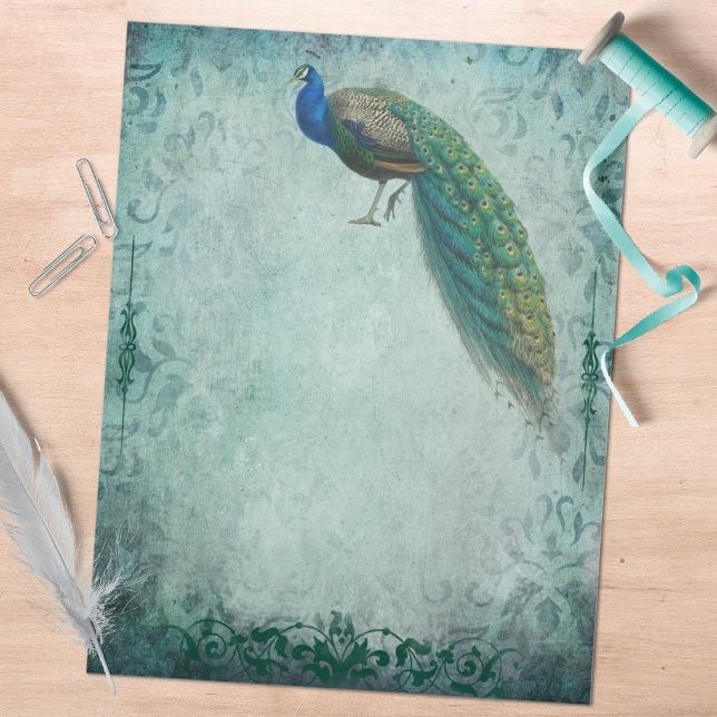 Vintage Blue Grönt Peacock Papper (Skapare uppladdad)