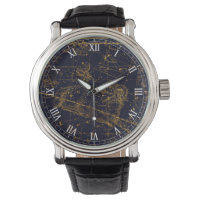 Vintage Blue Guld Aries Zodiac Constellation