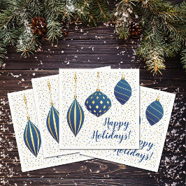 Vintage Blue Guld jul Ornaments Helgdag Pappersservett