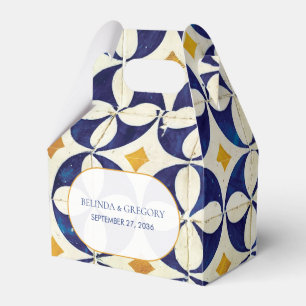 Vintage Blue & Gult Portugisiska Mönster Bröllop Presentaskar