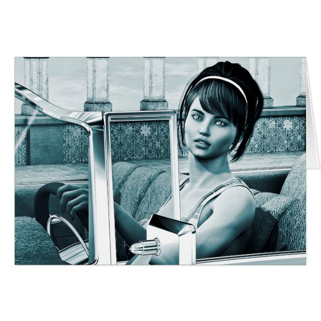 Vintage Blue Hälsningskort (Framsidan Horizontal)