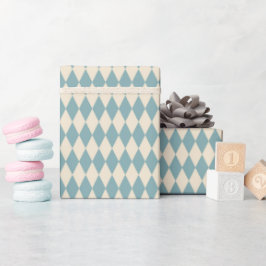 Vintage Blue Harlequin Presentpapper