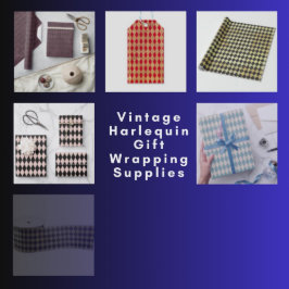 Vintage Blue Harlequin Presentpapper