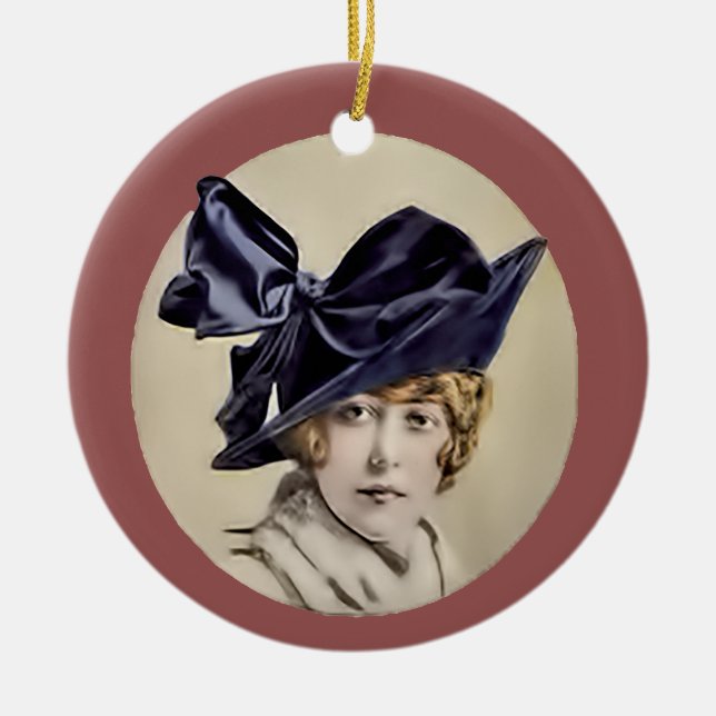 Vintage Blue Hat Ceramic Ornament (Framsidan)