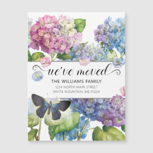 Vintage Blue Hydrangea Blommigt Butterfly Flytta