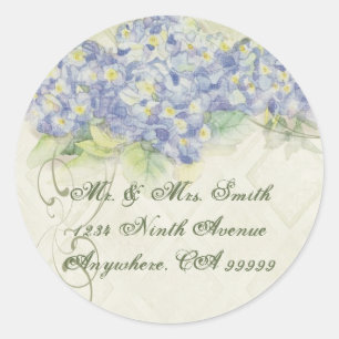 Vintage Blue Hydrangea - Bröllop sälstift Runt Klistermärke