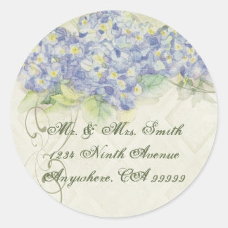 Vintage Blue Hydrangea - Bröllop sälstift Runt Klistermärke