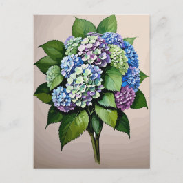 Vintage Blue Hydrangea Flower Vykort