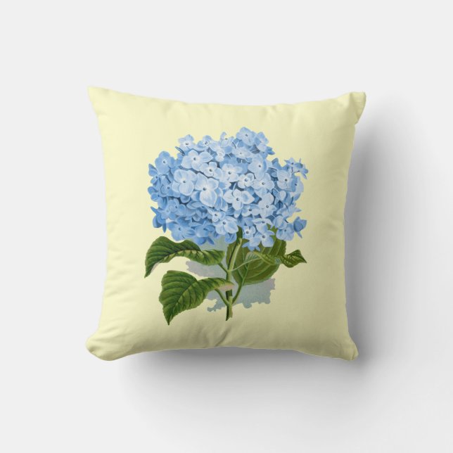 Vintage Blue Hydrangea Kudde (Framsida)