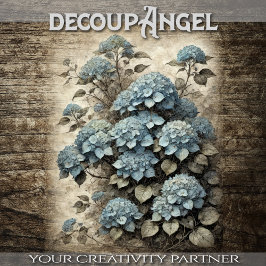 Vintage blue hydrangeas - decoupage -