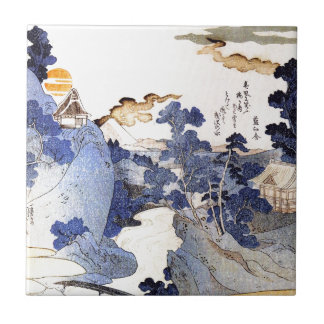 Vintage Blue Japansk Art Kakelplatta