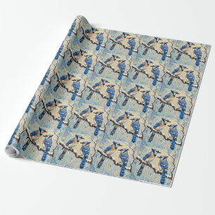 Vintage Blue Jays på Istapp Gren Jul Konst Presentpapper