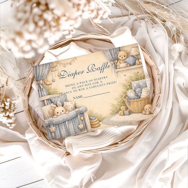 Vintage Blue Jeans Nursery Diapper Raffle Tilläggskort (Skapare uppladdad)