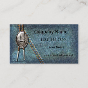 Vintage Blue Jeans Silver Bolo Visitkort