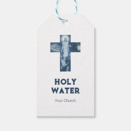 Vintage Blue Jesus Kor Christianity Heliga Vatten Presentetikett