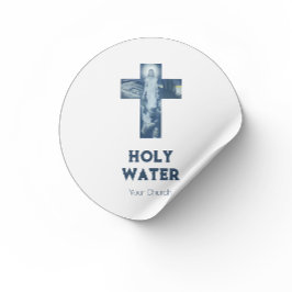 Vintage Blue Jesus Kor Christianity Heliga Vatten Runt Klistermärke