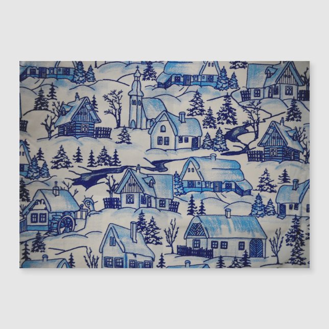 Vintage Blue jul Helgdag Village (Framsida)