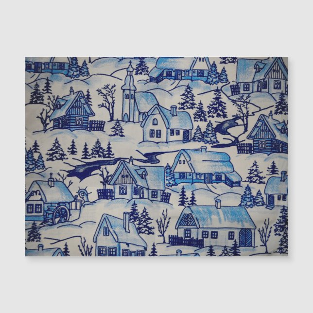 Vintage Blue jul Helgdag Village (Framsida)