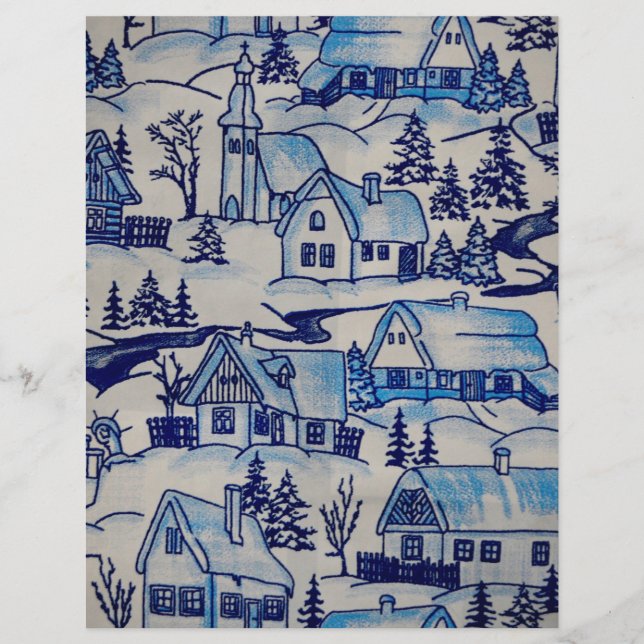 Vintage Blue jul Helgdag Village (Framsida)