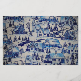 Vintage Blue jul Helgdag Village