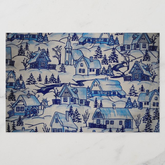 Vintage Blue jul Helgdag Village (Framsida)