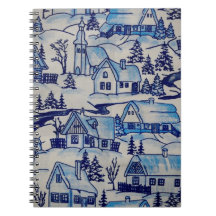 Vintage Blue jul Helgdag Village