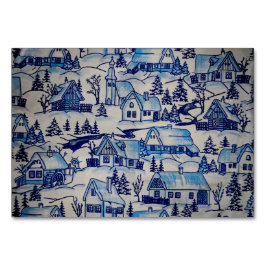 Vintage Blue jul Helgdag Village Bordsnummer