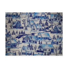 Vintage Blue jul Helgdag Village