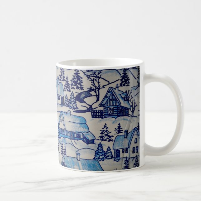 Vintage Blue jul Helgdag Village Kaffemugg (Höger)