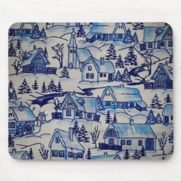 Vintage Blue jul Helgdag Village Musmatta