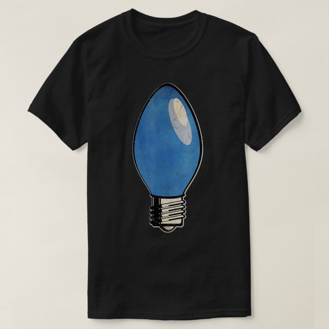 Vintage Blue Julgran Light Bulb T Shirt (Design framsida)