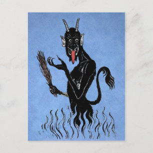 Vintage Blue Krampus Vykort