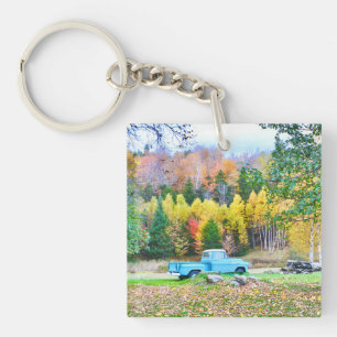Vintage Blue Lastbil Acrylic Keychain