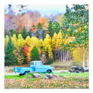 Vintage Blue Lastbil Fotoutvidgning Fototryck