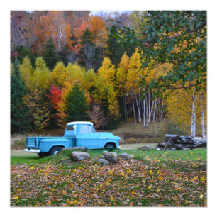 Vintage Blue Lastbil Fotoutvidgning Fototryck