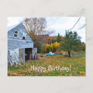 Vintage Blue Lastbil och Barn Birthday PostCard Vykort